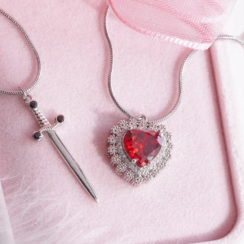 Rhinestone Heart Couple Necklace❤️✨