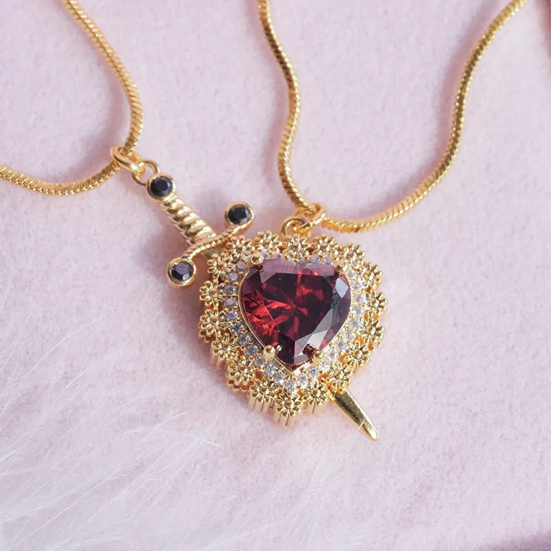 Rhinestone Heart Couple Necklace❤️✨