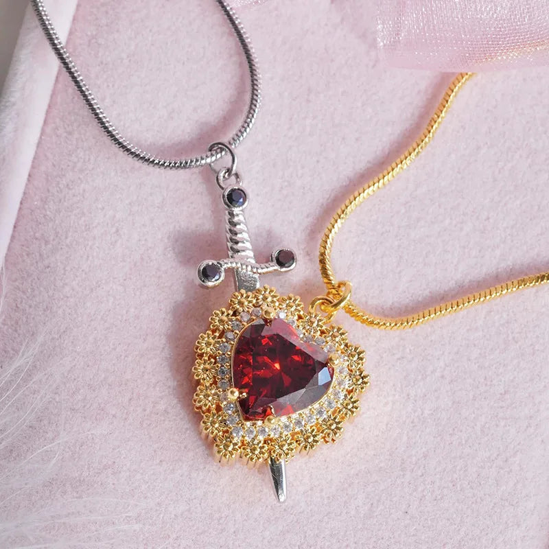 Rhinestone Heart Couple Necklace❤️✨