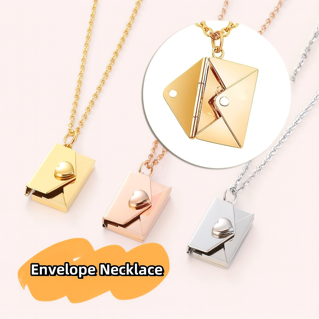 Hidden Message Personalized Envelope Necklace✉️💎