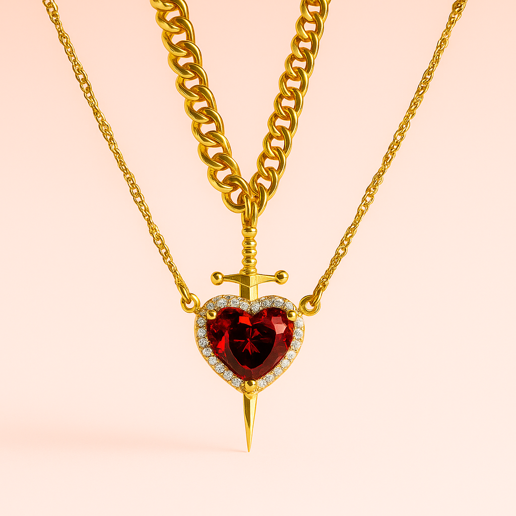 Rhinestone Heart Couple Necklace❤️✨