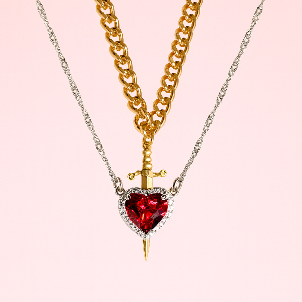 Rhinestone Heart Couple Necklace❤️✨