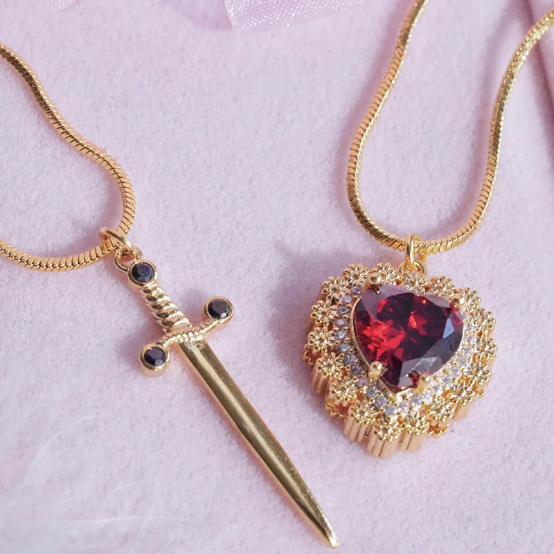 Rhinestone Heart Couple Necklace❤️✨